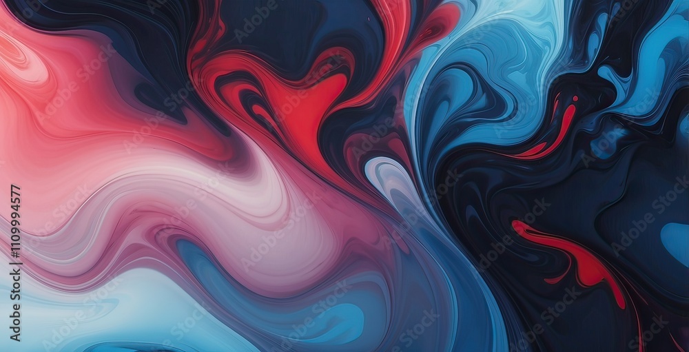 Colorful abstract swirl pattern blends red, blue, and black tones in a dynamic display of fluid art, created by ai generated Colorful abstract swirl pattern blends red, blue, and black tones in a dynamic display of fluid art, created by ai generated