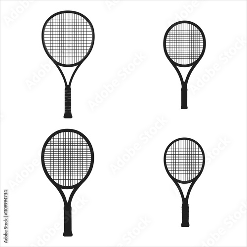 Set of tennis racket silhouette vector illustration