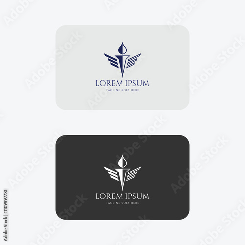 Vintage Retro Burn Torch Fire Flame Light with Wings Logo Design