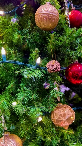 Close-Up of Christmas Tree Ornaments