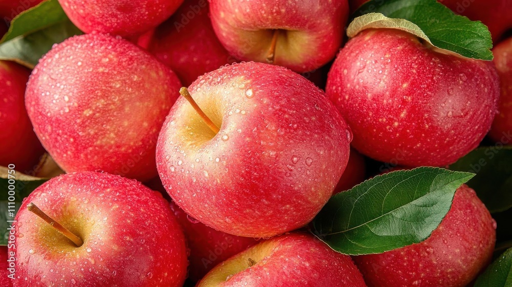 Apple image showing a close up view of a pile of fresh red apples Apple image showing a close up view of a pile of fresh red apples