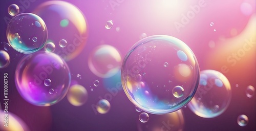 Colorful bubbles float in a dreamy background of vibrant lights and soft hues during a festive celebration, created by ai generated