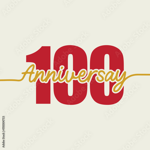 100 years anniversary logo design. Pink color 100th anniversary badge. Sign and symbol for celebrating company or business birthday. 100 year Jubilee party celebration banner, poster, greeting card.