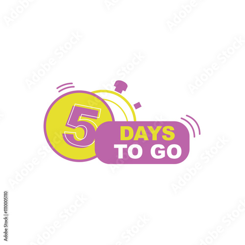 5 days to go last countdown icon. Five day go sale price offer promo deal timer, 5 days only