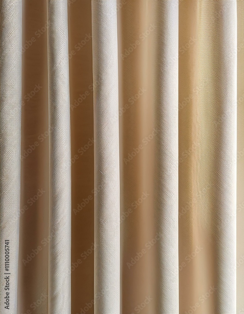 Fototapeta premium 穏やかな縦のストライプ模様が入ったベージュの布地、上品でシンプルなテクスチャが心地よい印象を与える 