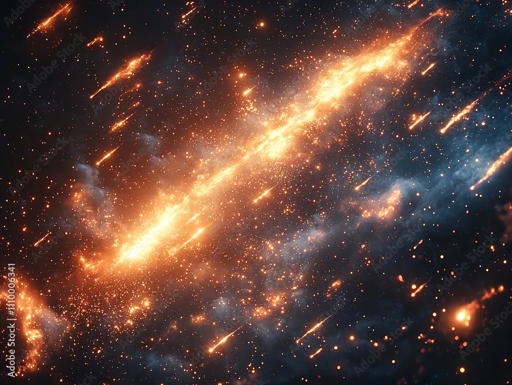 Cosmic Firestorm Shooting Stars Ablaze in the Dark Heavens Cosmic Firestorm Shooting Stars Ablaze in the Dark Heavens