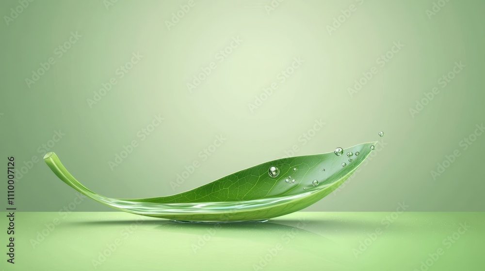 Refreshing Leaf with Water Splash in Vibrant Green Background Capturing Nature's Beauty Refreshing Leaf with Water Splash in Vibrant Green Background Capturing Nature's Beauty