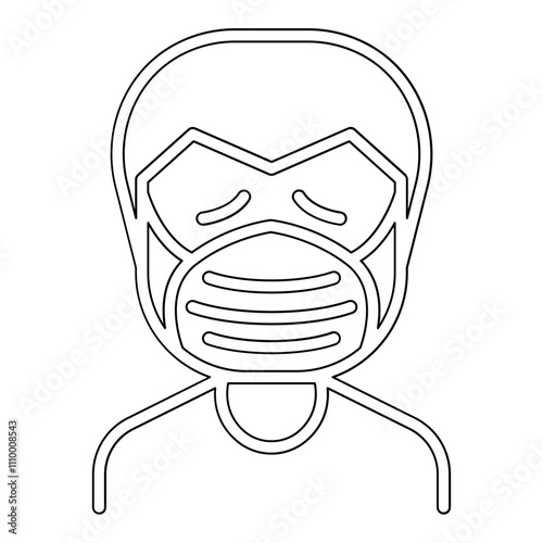 Man wear mask icon in line style