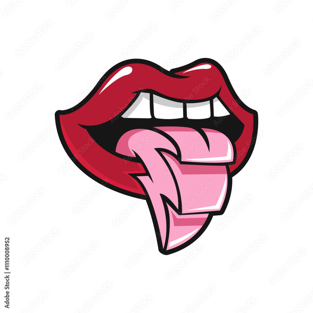 Vector pop art of talking red lips Tongue hanging out Vector pop art of talking red lips Tongue hanging out
