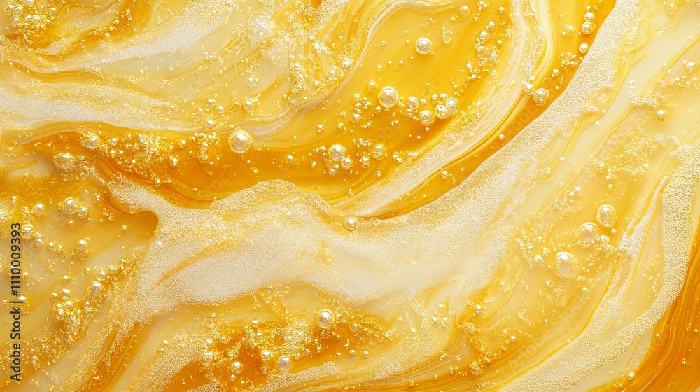 Abstract Gold And White Liquid Swirls With Bubbles Abstract Gold And White Liquid Swirls With Bubbles