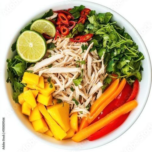 Wallpaper Mural A spicy Thai mango salad with shredded chicken, mango slices, bell peppers Torontodigital.ca