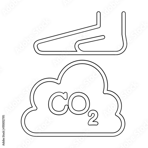 Reduce carbon dioxide icon in line style