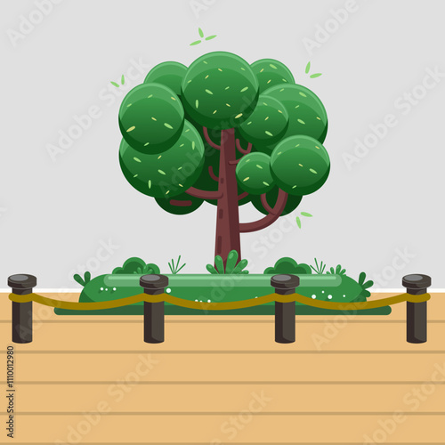 Flat illustration historical tree in the museum