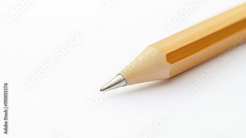 Close-Up View of a Wooden Pencil on White Background