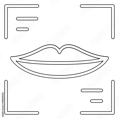 Lips scanning icon in line style
