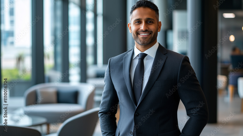 Naklejka premium Confident Business Leader in a Modern Office