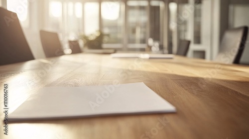 Wallpaper Mural 63.A sleek, light-colored wooden office table with a smooth surface, sitting in a modern office environment. A few scattered papers lie on the tabletop, reflecting the clean and minimalistic Torontodigital.ca