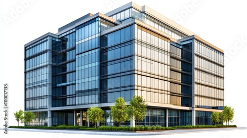 Modern Glass Building with Minimal Design and Shadows