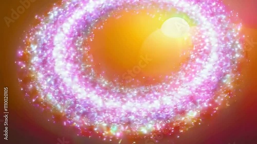 Glittering Light Circle and Sparkling Star Dust Spiral Moving In Slow Motion