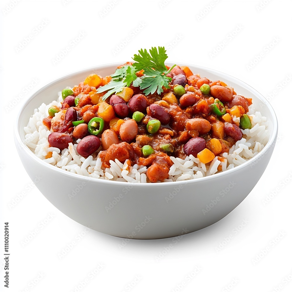 Side Dish of Red Beans and Rice on a White Ceramic Bowl Side Dish of Red Beans and Rice on a White Ceramic Bowl