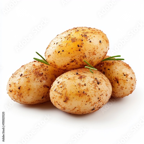 Macro Shot of Papas Arrugadas Rustic Spanish Side Dish on White Background