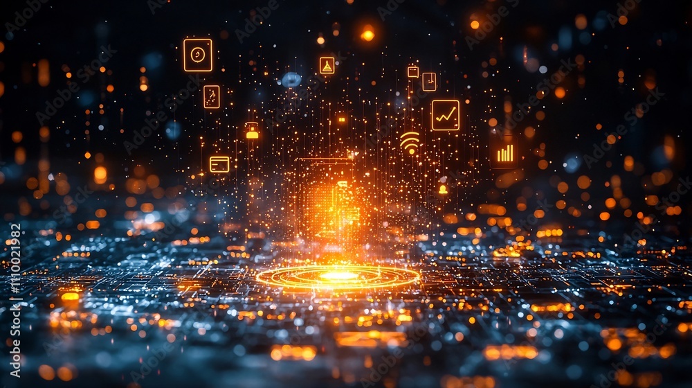 Fototapeta premium Glowing Spotlight on Digital Marketing Success and Innovation