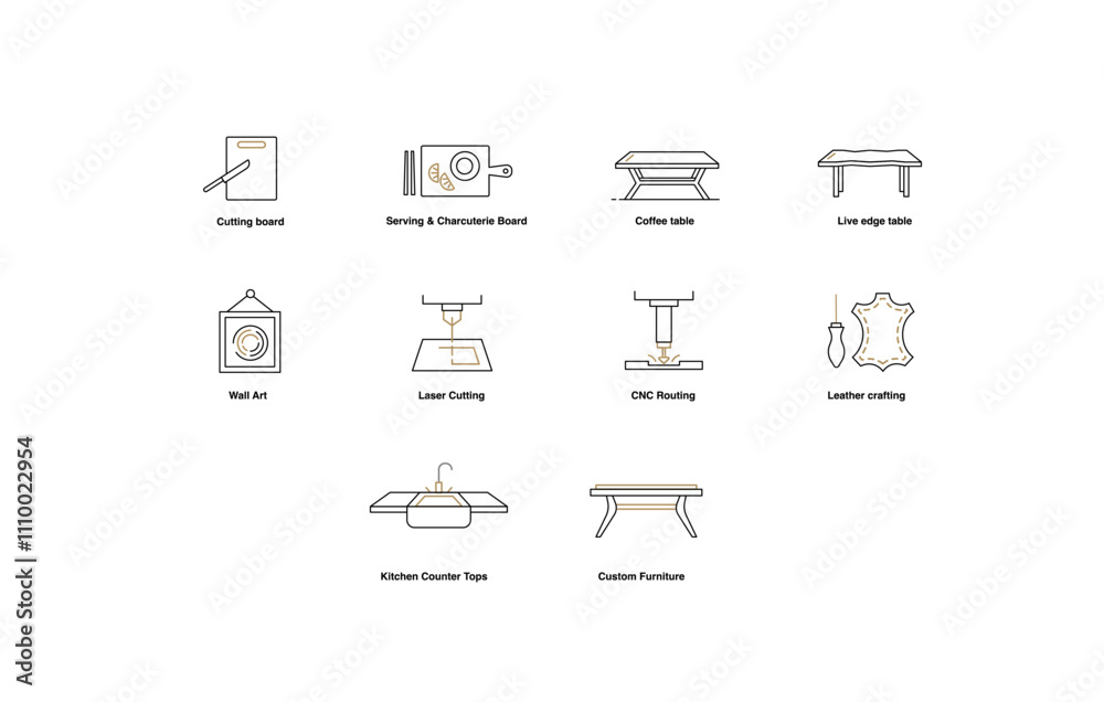 Versatile Woodworking Icons: Laser Cutting, CNC Routing, Leather Crafting and more. DIY Woodworking Icons. Versatile Woodworking Icons: Laser Cutting, CNC Routing, Leather Crafting and more. DIY Woodworking Icons.