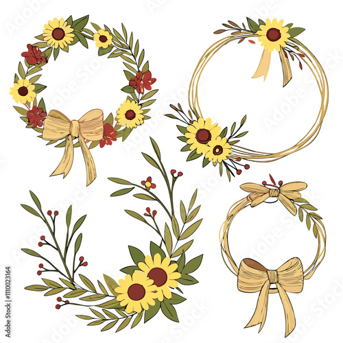 Elegant Wreath of Flowers: Beautiful Floral Garlands and Flower Crowns for Weddings, Home Decor, and Seasonal Decorations, Featuring Nature-Inspired Designs and Blooming Flower Arrangements!