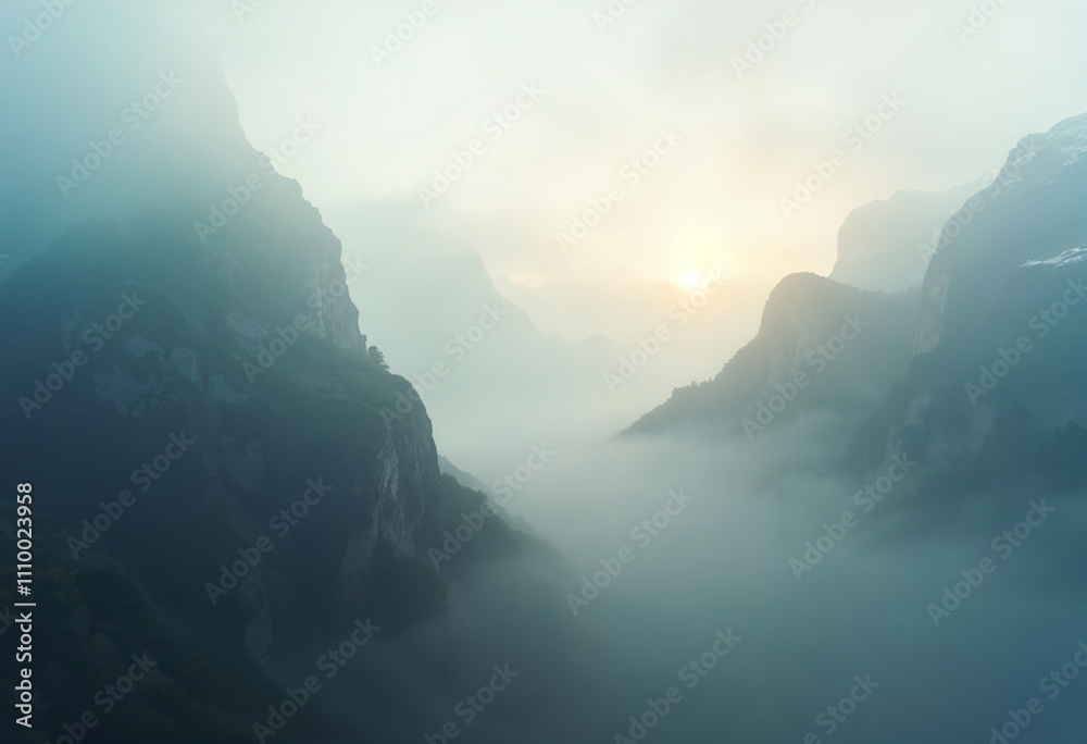 Fog and mountains in the morning high angle form drone Fog and mountains in the morning high angle form drone