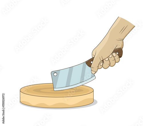 Butcher knife and copping board. Vector illustration