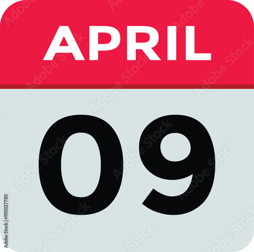 9 April calendar vector. Flat vector daily calendar icon. calendar icon vector.9 april Calendar Day or Calendar Date for Deadlines or Appointment 
