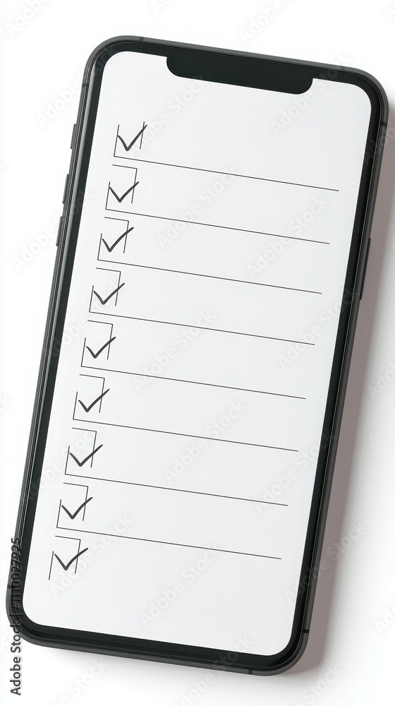 Top-down view of a minimalist task management list for home office productivity Top-down view of a minimalist task management list for home office productivity