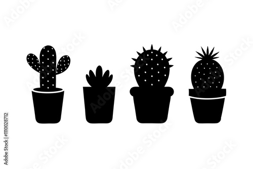 Cactus Red Mini | isolated vector silhouette illustration on white background