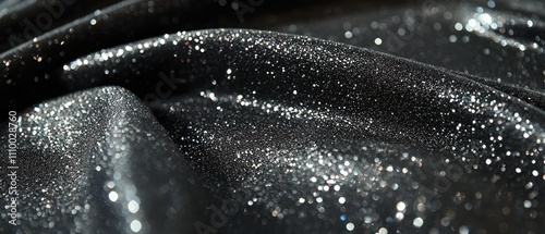 Elegant silver sparkle on black fabric a minimalist luxurious texture