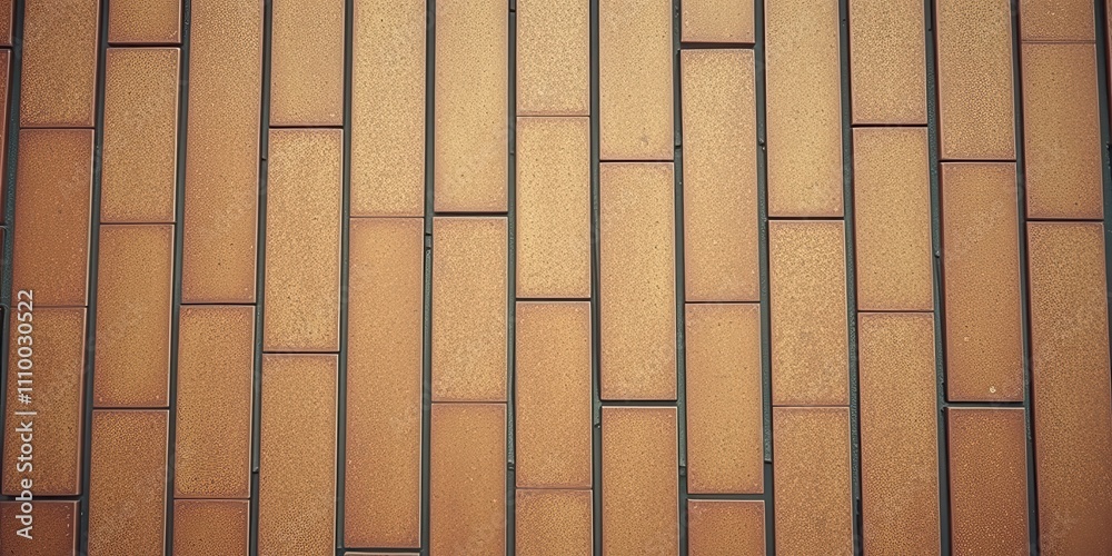 A close-up view of a wall covered in an intricate pattern of horizontal rectangular tiles, each one a shade of brown and meticulously aligned to create a seamless and uniform texture.