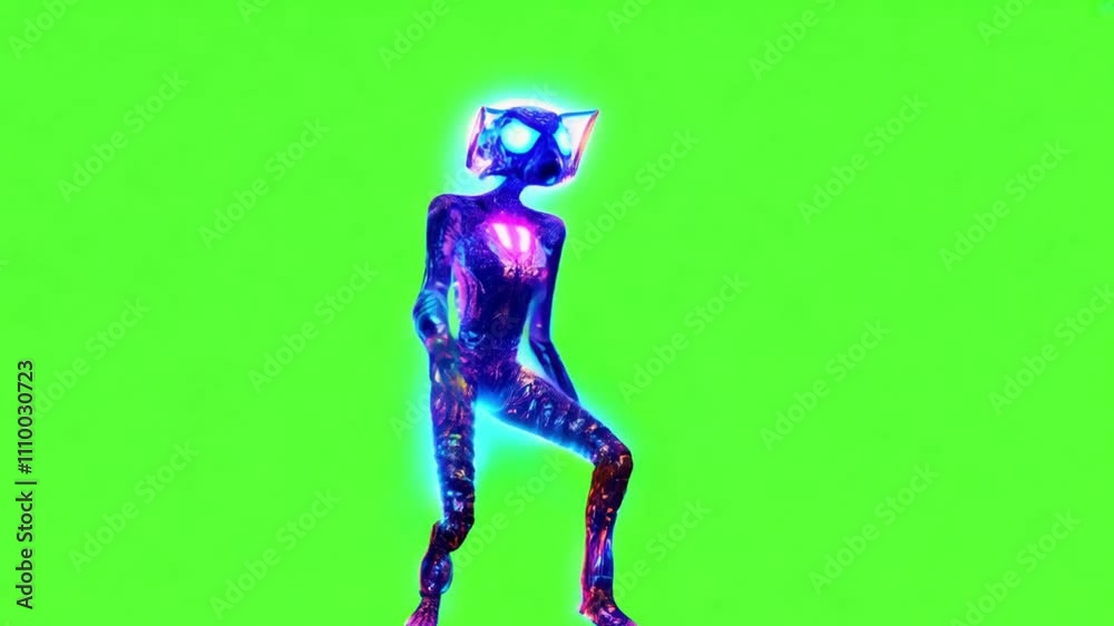 Alien dancing 3D loop animation on green screen. generative ai Alien dancing 3D loop animation on green screen. generative ai