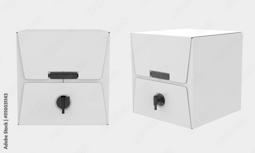 Fotografie Box with Liquid Mockup Isolated On White Background