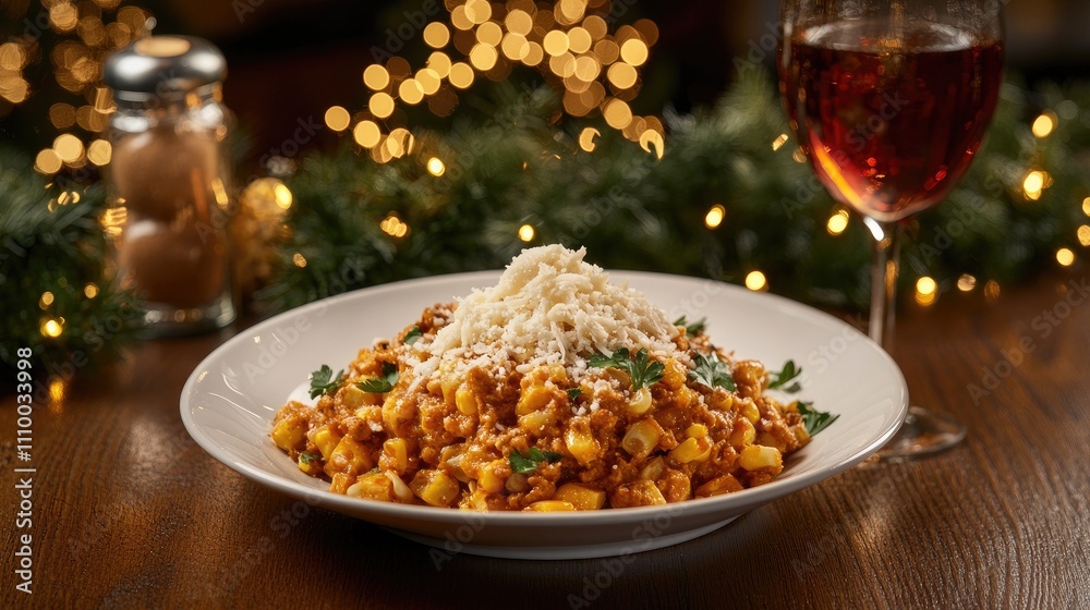 Festive Pasta Dish with Cheese and Wine for a Cozy Holiday Dinner Festive Pasta Dish with Cheese and Wine for a Cozy Holiday Dinner