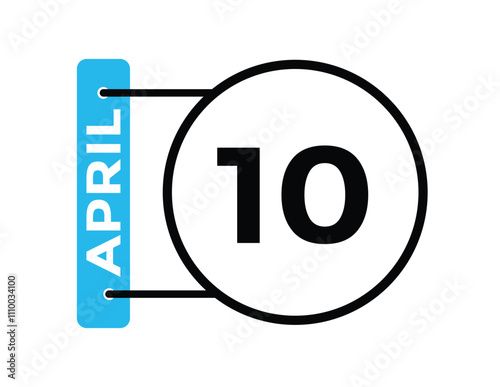 10 April calendar vector. Flat vector daily calendar icon. calendar icon vector.10 april Calendar Day or Calendar Date for Deadlines or Appointment 
