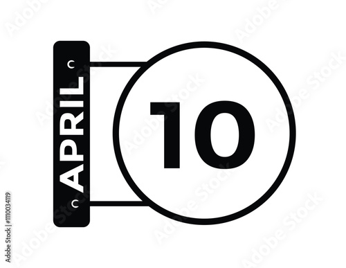 10 April calendar vector. Flat vector daily calendar icon. calendar icon vector.10 april Calendar Day or Calendar Date for Deadlines or Appointment 
