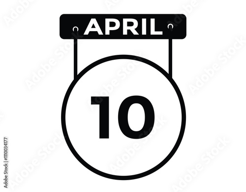 10 April calendar vector. Flat vector daily calendar icon. calendar icon vector.10 april Calendar Day or Calendar Date for Deadlines or Appointment 
