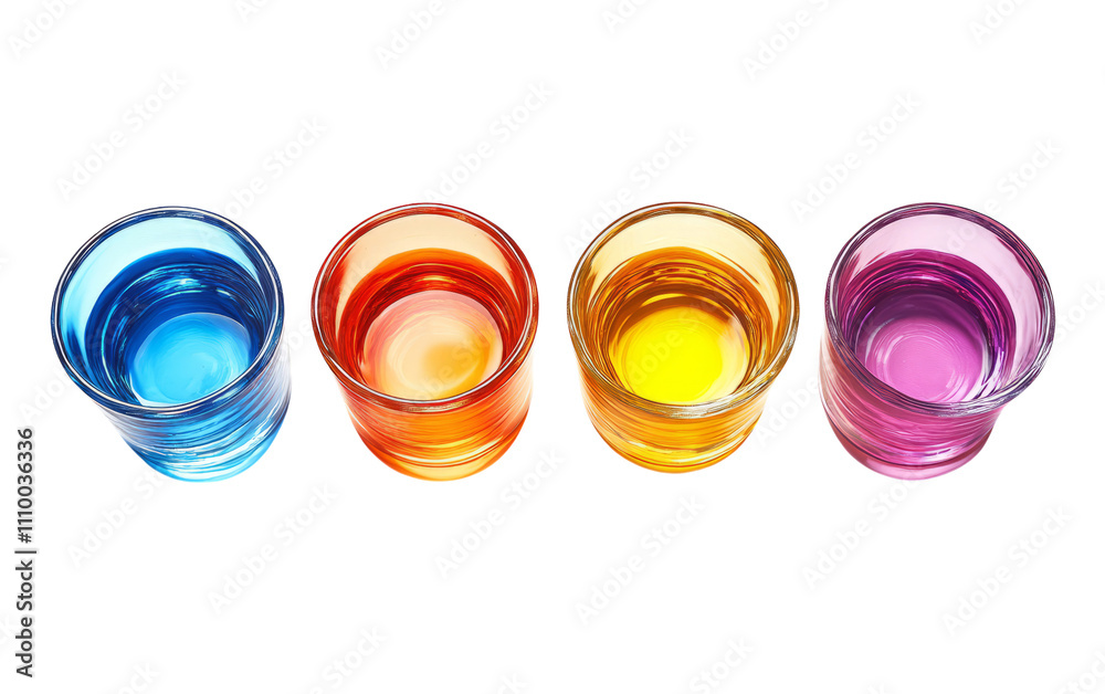 Colorful Glasses with Drinks on Transparent Background Colorful Glasses with Drinks on Transparent Background