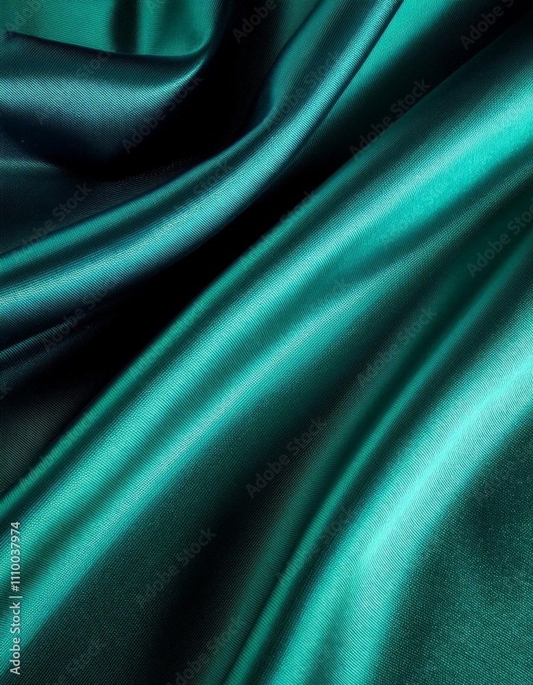 Obraz premium Emphasizing Color: Lush emerald satin, flowing folds, rich and vibrant