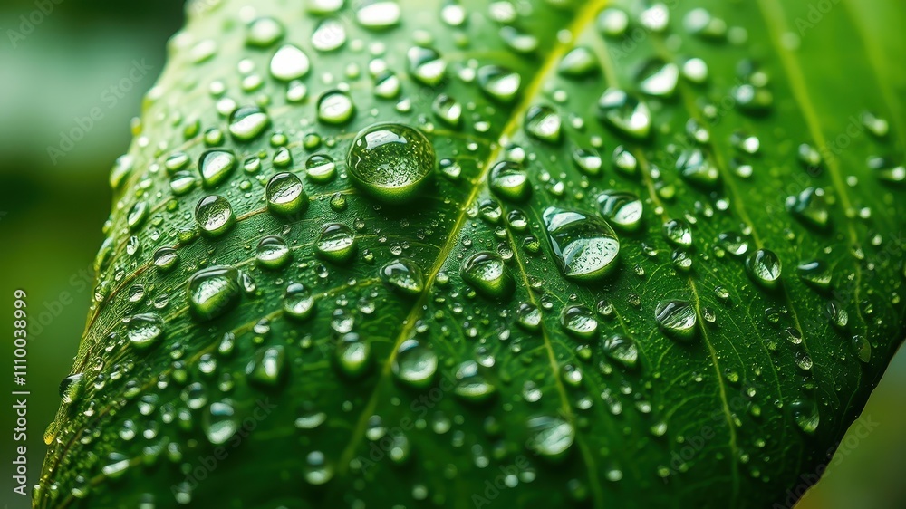 A close-up view of a lush green leaf, its surface adorned with a multitude of glistening dew drops, creating a beautiful and intricate natural pattern. A close-up view of a lush green leaf, its surface adorned with a multitude of glistening dew drops, creating a beautiful and intricate natural pattern.