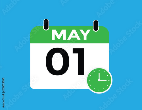  May 1 calendar icon Date Month calendar icon vector illustration