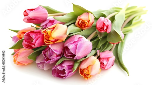 A vibrant bouquet of tulips in various colors, perfect for decoration or gifting.