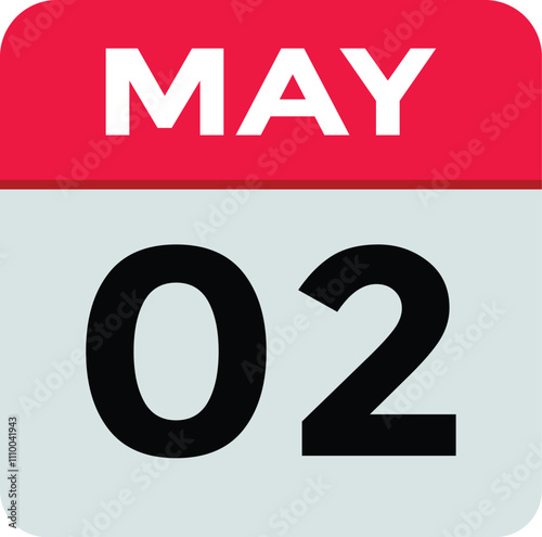  May 2 calendar icon Date Month calendar icon vector illustration