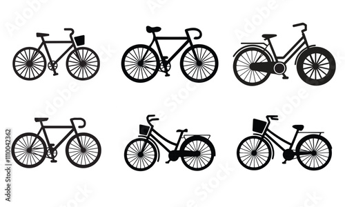 silhouette bicycle icon bundle isolated on a white background,