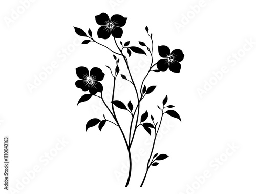 Dogwood tree silhouette vector illustration