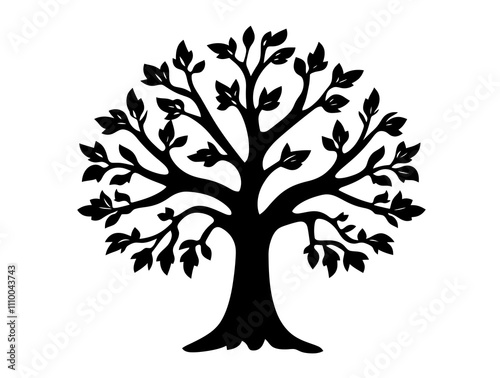 Garry Oak tree silhouette vector illustration